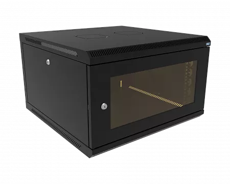 Шкаф телекоммуникационный настенный разборный МИКсистем 19" Keys 6U 600x600  дверь стекло черный