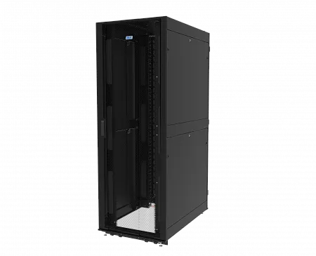 Шкаф напольный серверный серии PRO МИКсистем 19" 48U, 800×1300 мм, ламели, 2 створки, перфорация, RAL 9005