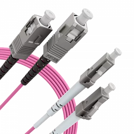 Шнур оптический переходной (патч-корд) LANMIR двойной многомодовый MM 50/125 OM4 LC/UPC-SC/UPC LSZH нг(А)-HF 2 м маджента