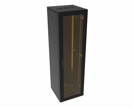 Шкаф телекоммуникационный напольный МИКсистем серия ECO+ 19" 24U 600*600 дверь стекло черный
