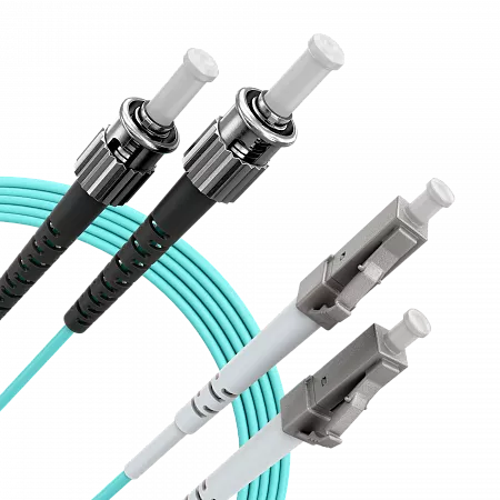 Шнур оптический переходной (патч-корд) LANMIR двойной многомодовый MM 50/125 OM3 LC/UPC-ST/UPC LSZH нг(А)-HF 2 м голубой