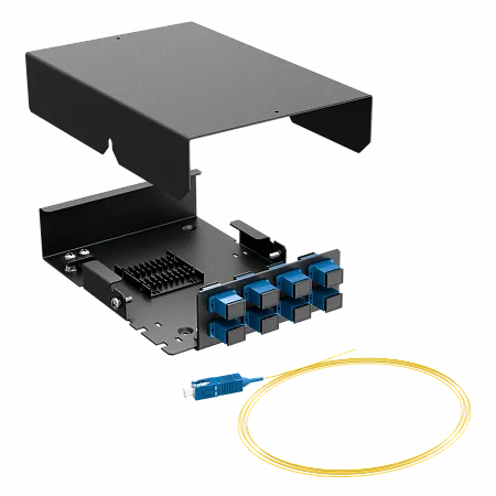 Кросс оптический настенный LANMIR укомплектованный 4 розетки SC/UPC 4 порта SM 9/125 OS2 1U черный