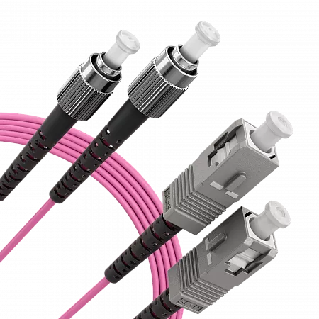 Шнур оптический переходной (патч-корд) LANMIR двойной многомодовый MM 50/125 OM4 SC/UPC-FC/UPC LSZH нг(А)-HF 2 м маджента